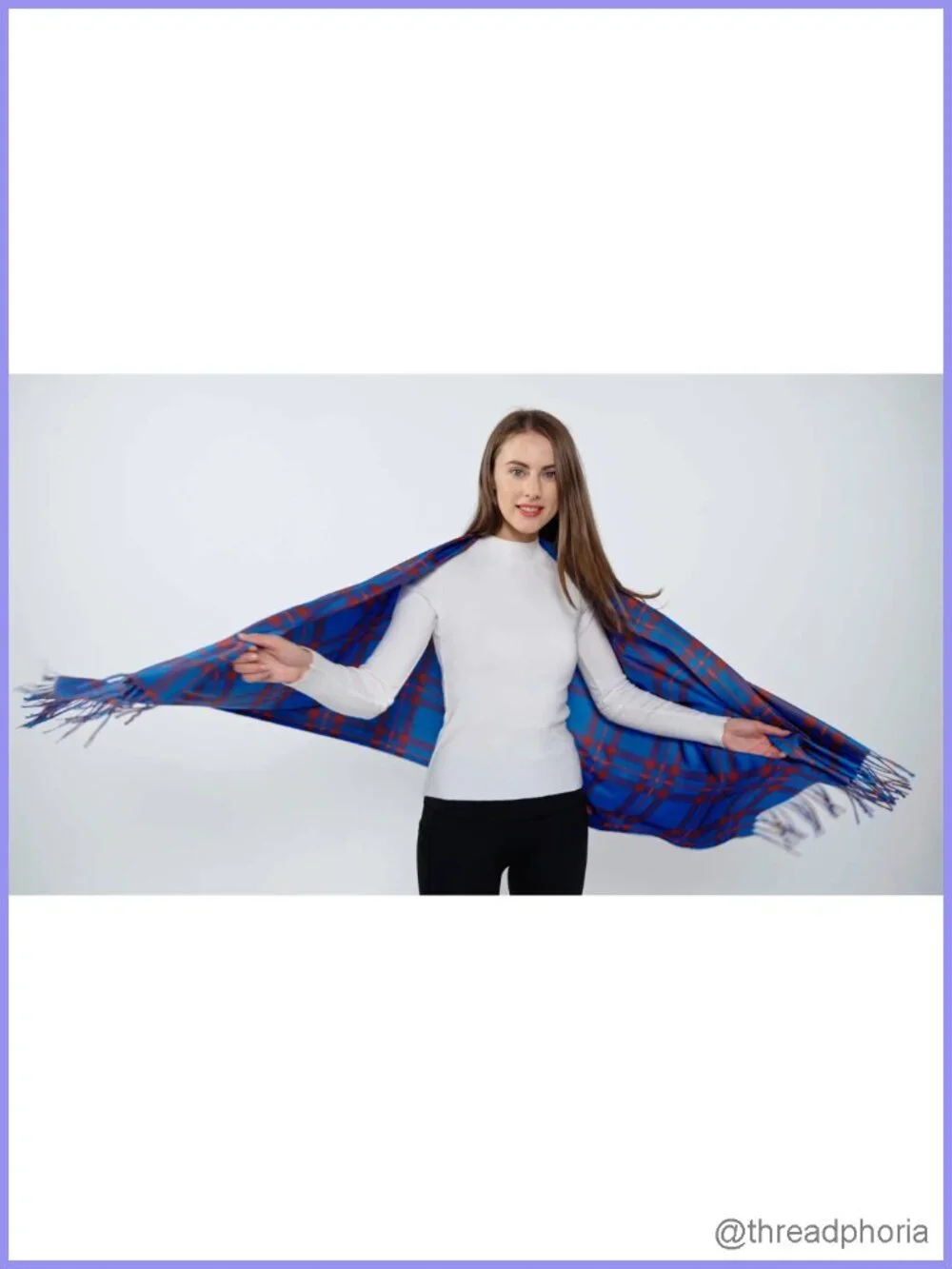 100% Polyester Plaid Pashmina Wrap Shawl Scarf Women Winter Oversized